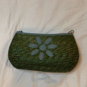 Cole Hahn Leather Trim Blue & Green Straw